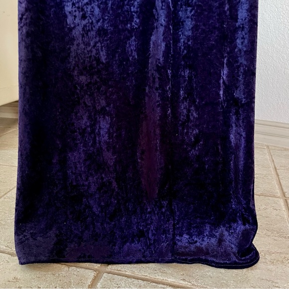 Vtg 90s All That Jazz Sz L Crushed Velvet Maxi Dress Witchy Grunge Purple Gothic - Picture 7 of 9